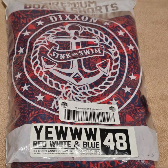 NEW - YEWW RED & BLUE BOARDSHORT - Picture 1 of 8